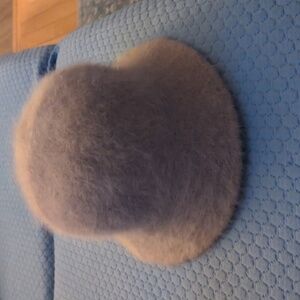 Vintage Y2K Fluffy Angora Blend Bucket Hat Neutral Cream Fuzzy Cloche Winter C